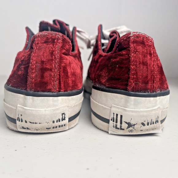 Vintage Converse Red Velour All Star Low Top 90s Made USA 4.5Y / Women’s 6 RARE - Picture 7 of 16